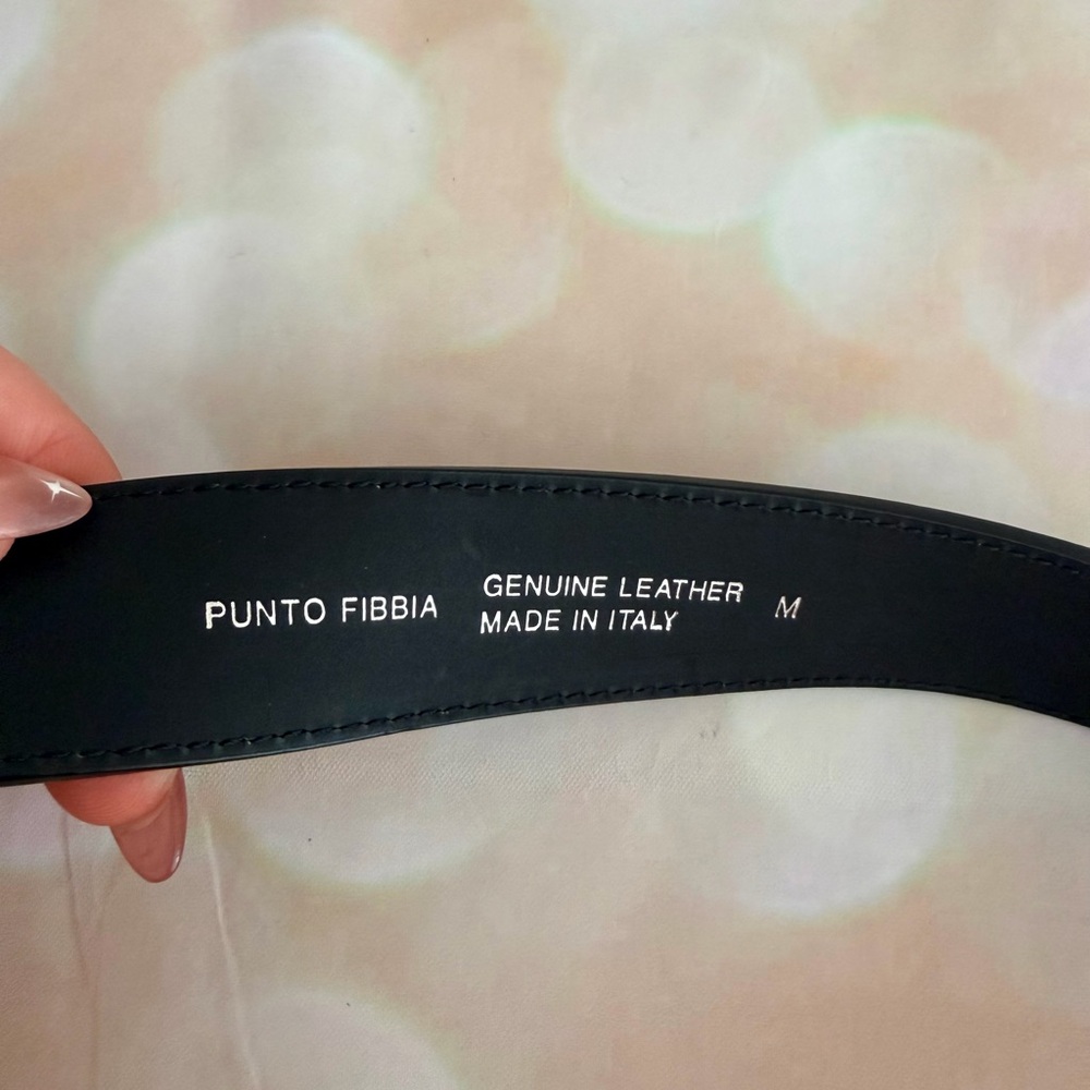 Punto Fibbia leather Black Belt with Gold Buckle - Picture 5 of 8